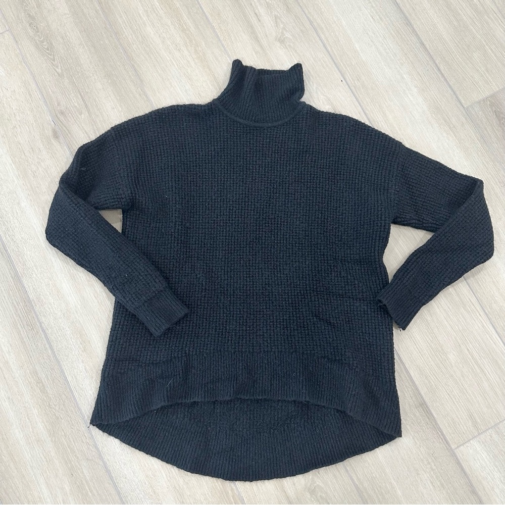 MADEWELL waffle knit mock neck wool sweater black medium